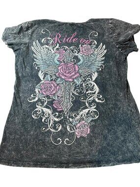 National Motorcycle Museum Gothic Cross Y2K Graphic Tee